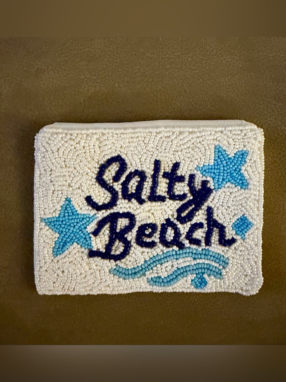 🌊⭐️Salty Beach Beaded White and Blue Coin Purse
